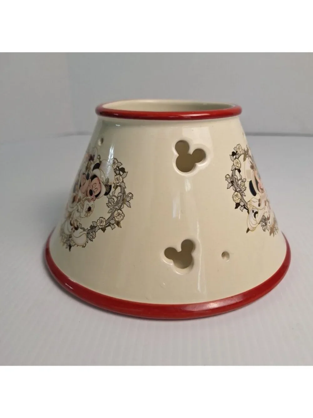WALT DISNEY WORLD CERAMIC JAR CANDLE TOPPER HURRICANE LAMP SHADE MICKEY MINNIE